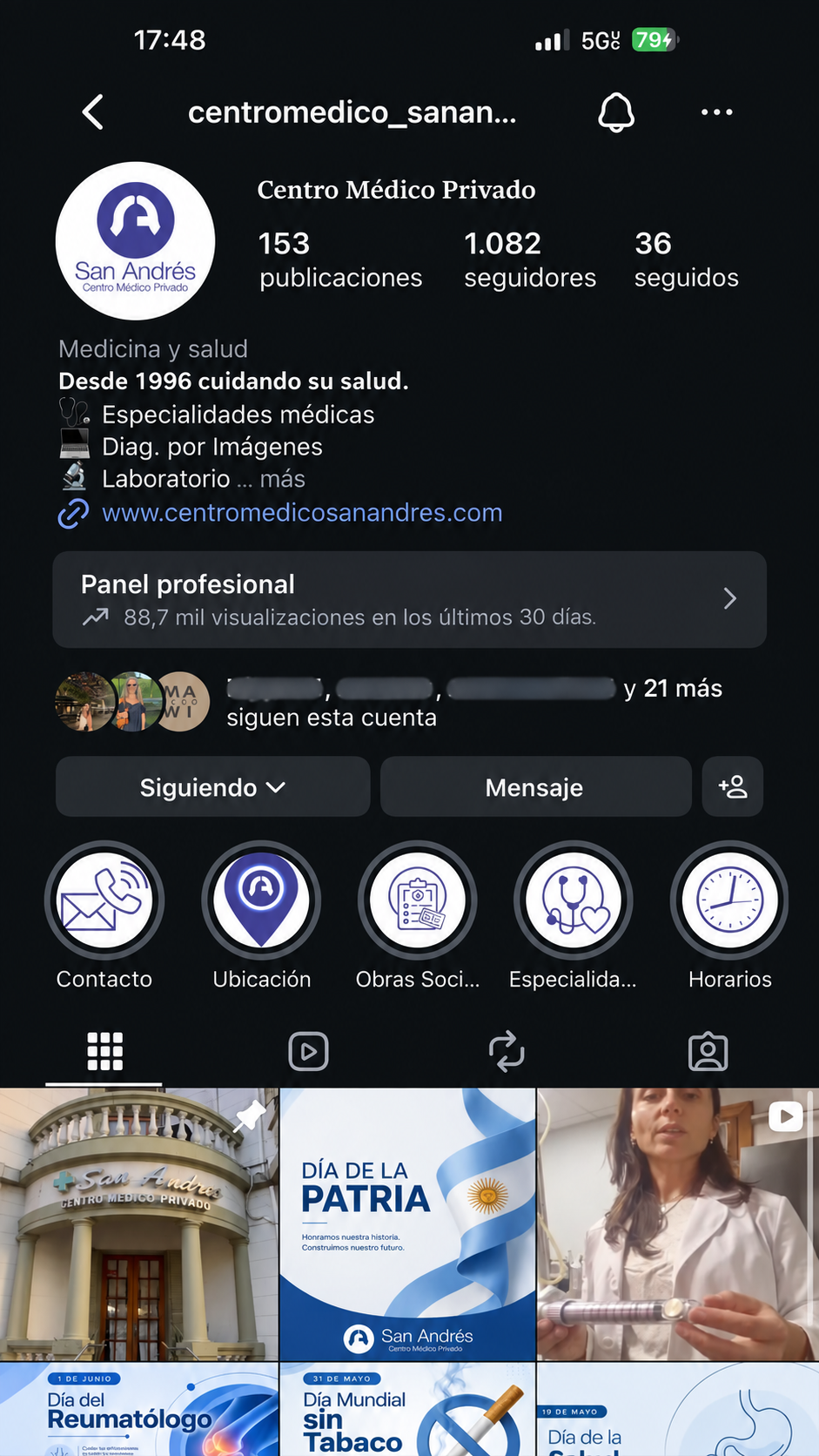Centro Médico San Andrés Instagram grid
